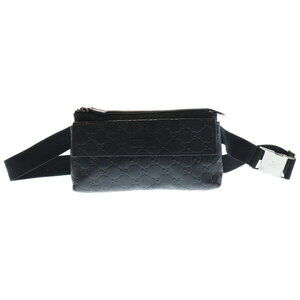 GUCCI Guccissima Shoulder Bag Black Leather Waist Body